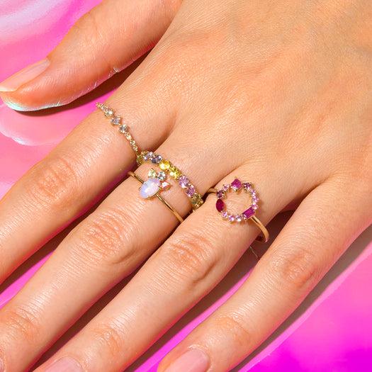 Stone And Strand Pink Power Open Circle Ring