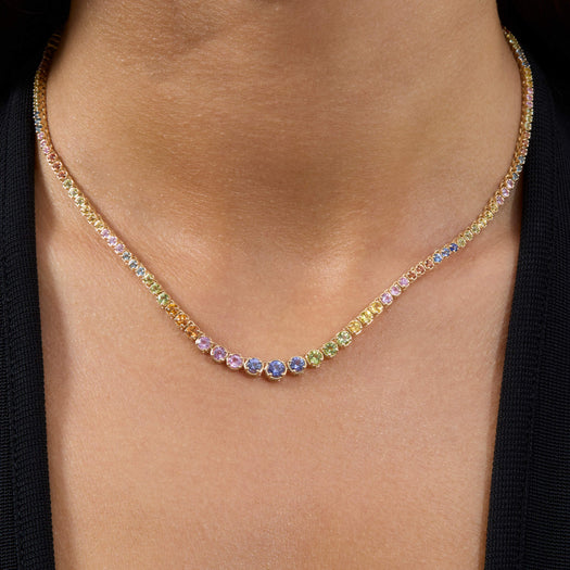 Stone And Strand Rainbow Bright Tennis Necklace