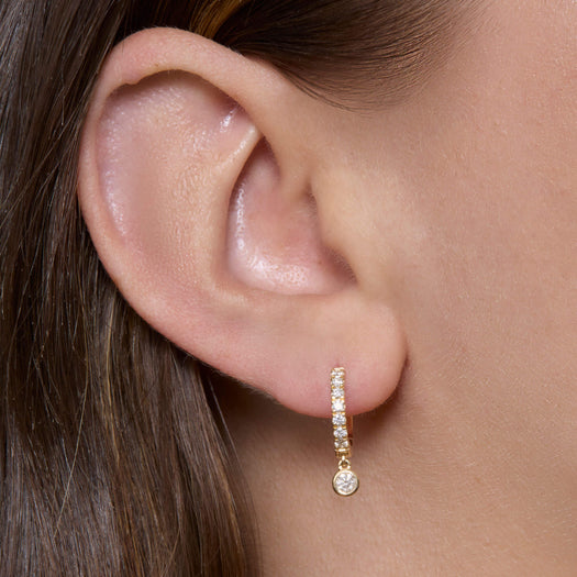 Stone And Strand Round Diamond Drop Huggies