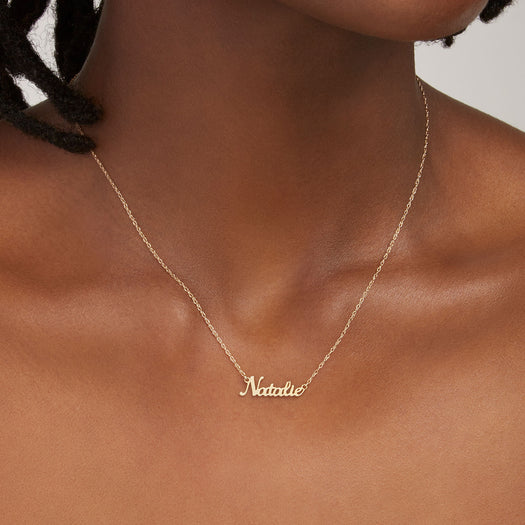 Stone And Strand Say My Name Script Necklace