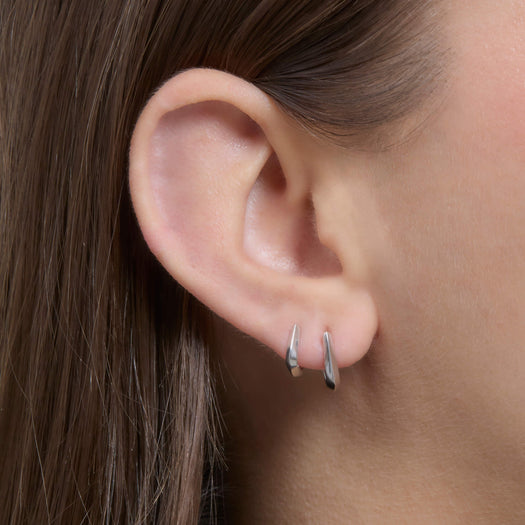 Stone And Strand Silver Knife Edge Hoop Duo Set