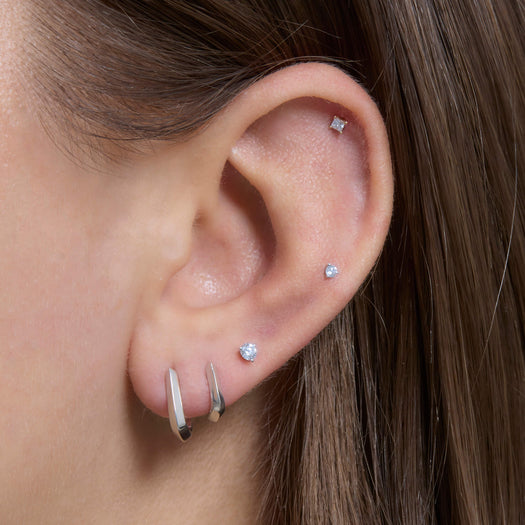 Stone And Strand Silver Knife Edge Hoop Duo Set