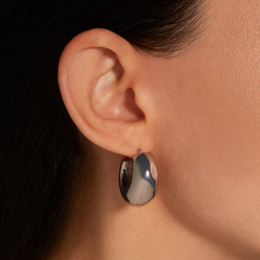 Stone And Strand Silver Puff Hoops