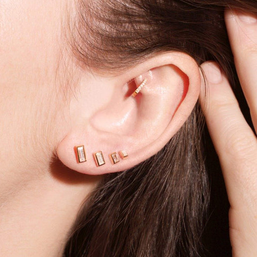 Stone And Strand Small Bezel Baguette Diamond Stud