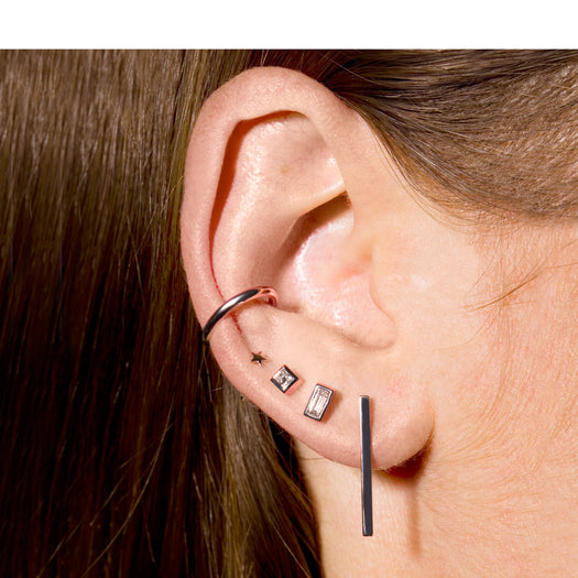 Stone And Strand Small Bezel Baguette Diamond Stud