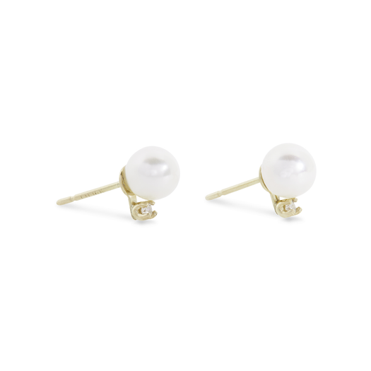 Stone And Strand Small Pearl & Diamond Earrings