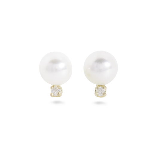 stone and strand Small Pearl & Diamond Earrings