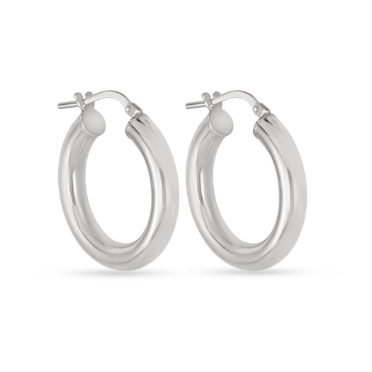 stone and strand Small Silver Hollow Hoops