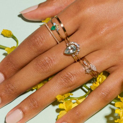 Stone And Strand Teardrop Aquamarine Ring Set