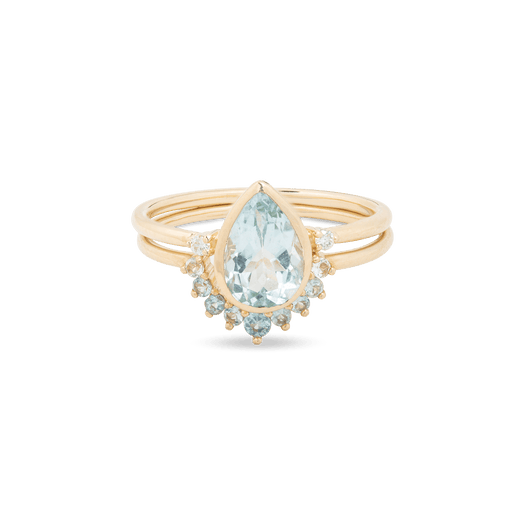 stone and strand Teardrop Aquamarine Ring Set