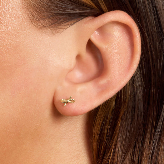Stone And Strand Teeny Gold Bow Studs