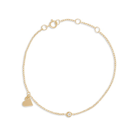 stone and strand Tiny Diamond Heart Charm Bracelet