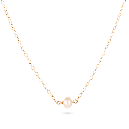 stone and strand Tiny Solitaire Pearl Necklace