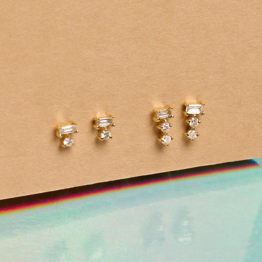 Stone And Strand Tiny Triple Stacked Diamond Studs