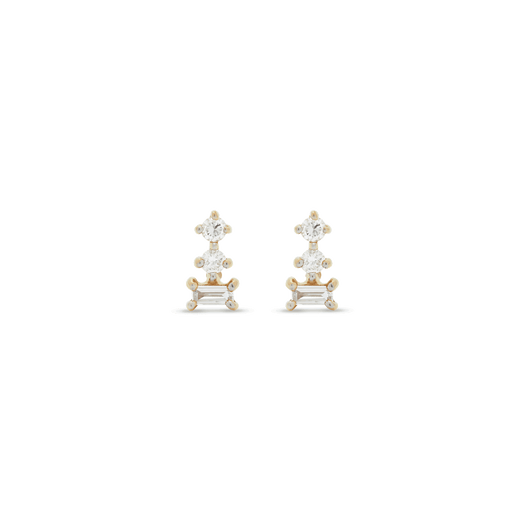 stone and strand Tiny Triple Stacked Diamond Studs