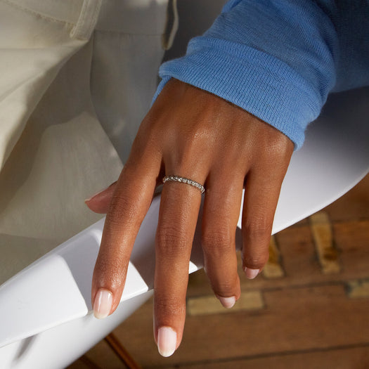 Stone And Strand Twist Of Silver Stacking Ring