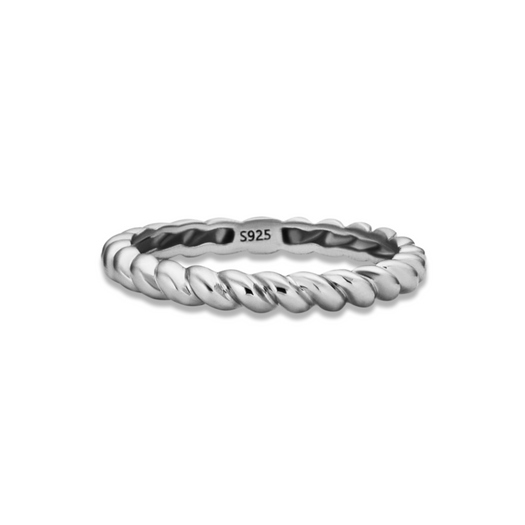 stone and strand Twist Of Silver Stacking Ring