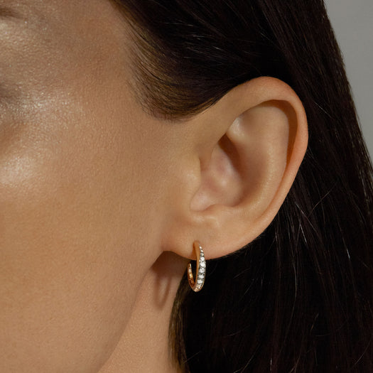 Stone And Strand Twist Pave And Gold Hoops