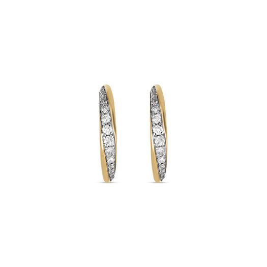 stone and strand Twist Pave and Gold Hoops