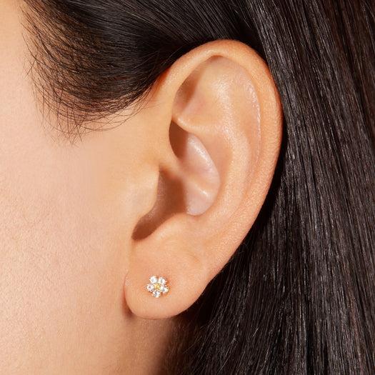 Stone And Strand White Sapphire Flower Stud