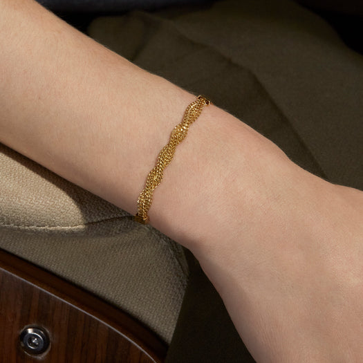 Stone And Strand Woven In Gold Braided Bracelet