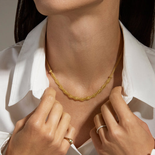 Stone And Strand Woven In Gold Braided Necklace