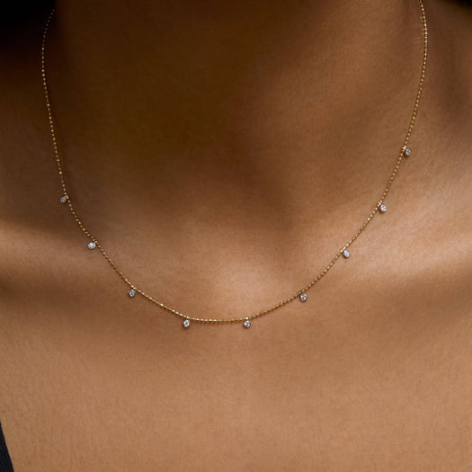 Stone And Strand Teeny Dangling Diamond Bead Chain Necklace