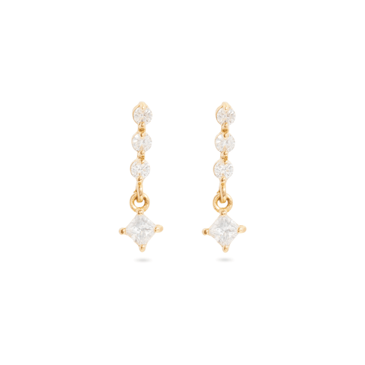 stone and strand Teeny Diamond Line Princess Earrings
