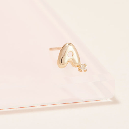 Stone And Strand Tiny Bubble Tea Initial With Diamond Earring