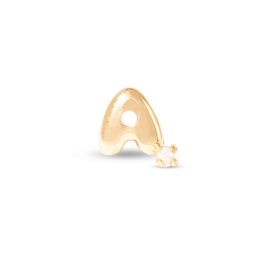 stone and strand Tiny Bubble Tea Initial With Diamond Earring