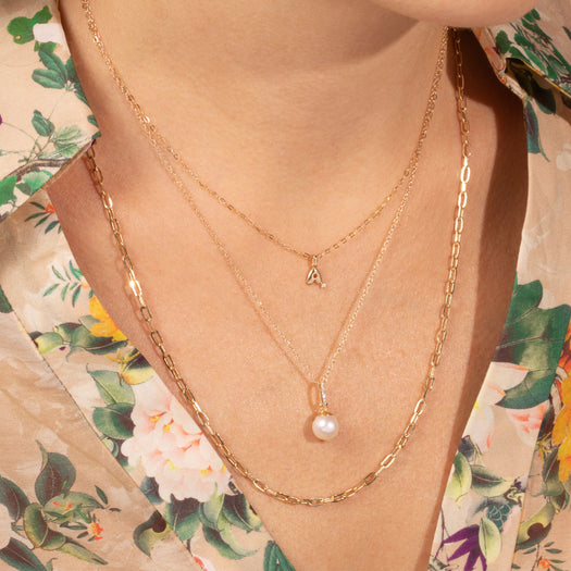 Stone And Strand Tiny Bubble Tea Initial With Diamond Necklace