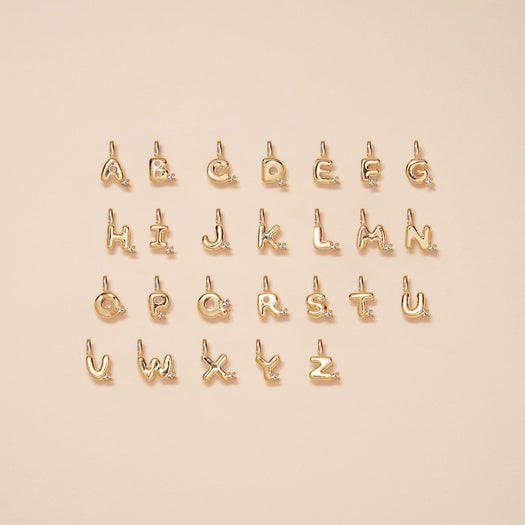 stone and strand Tiny Bubble Tea Initial With Diamond Necklace