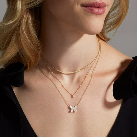 Stone And Strand Tiny LAB-Created Diamond Mirror Necklace