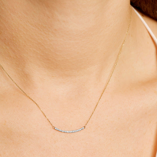 Stone And Strand Tiny Pave Diamond Curve Bar Necklace