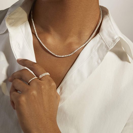 Stone And Strand Unflippable Tennis Necklace In White Gold