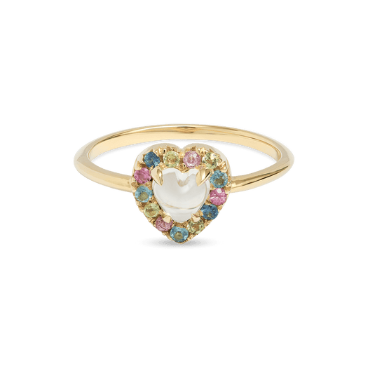 stone and strand Unicorn Rainbow Moonstone Heart Ring