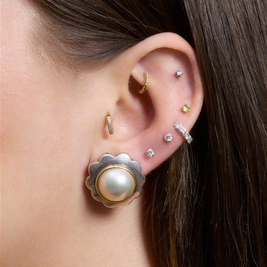 Stone And Strand Vintage Silver Pearl Flower Clip On Earrings