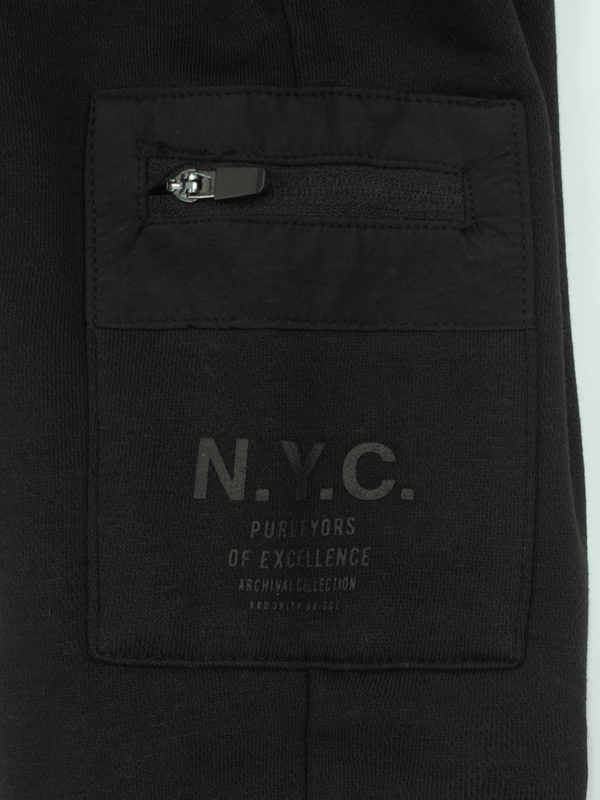 Stone Harbor BOY'S BLACK FLEECE ZIPPED CARGO JOGGER