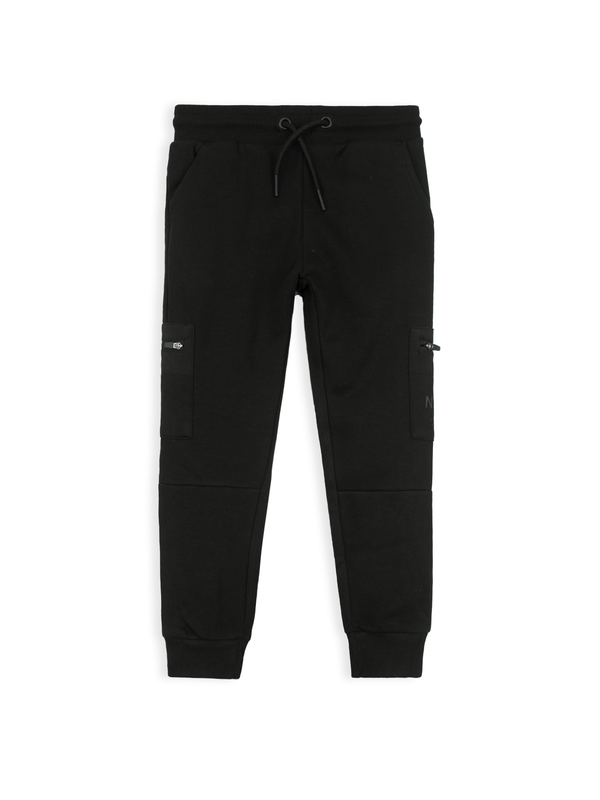 stone harbor BOY'S BLACK FLEECE ZIPPED CARGO JOGGER