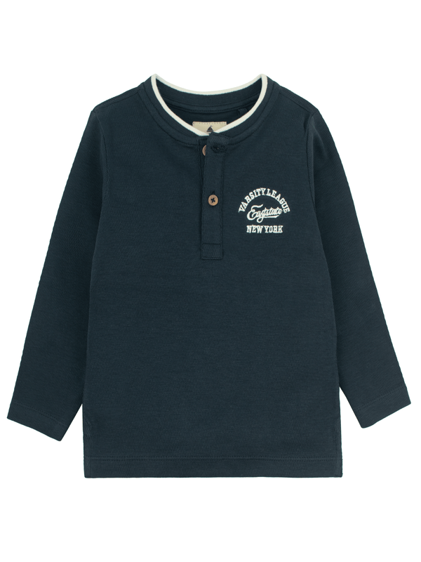 stone harbor BOY'S NAVY TEXTURED LONG SLEEVES T-SHIRT