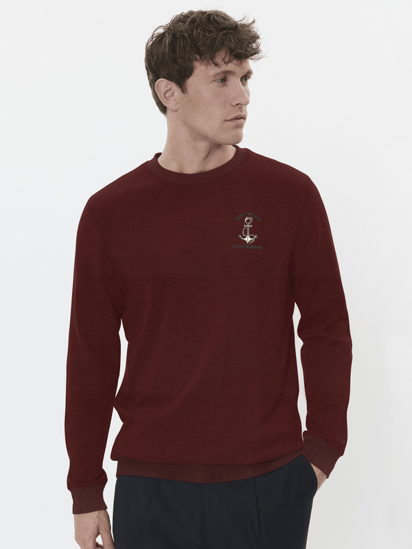 stone harbor MEN'S SIGNATURE BURGUNDY FLEECE SWEATSHIRT