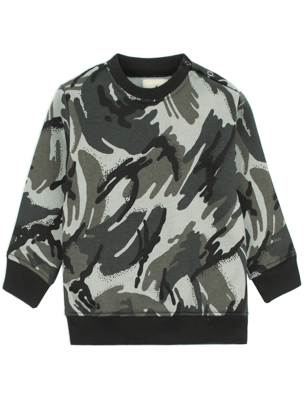 stone harbor MINI BOY'S GREY CAMO FLEECE SWEATSHIRT