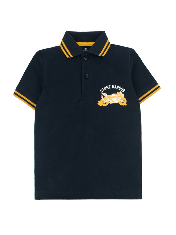 stone harbor BOY' NAVY TWIN TIPPED POLO SHIRT