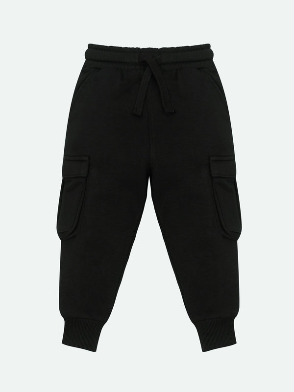 stone harbor BOY'S BLACK FLEECE CARGO JOGGER