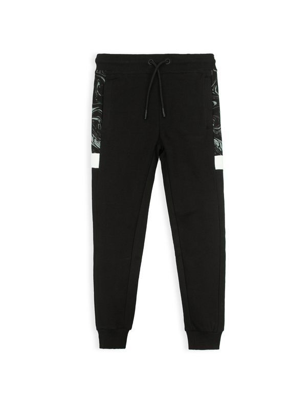 stone harbor BOY'S BLACK FLEECE PANELED JOGGER