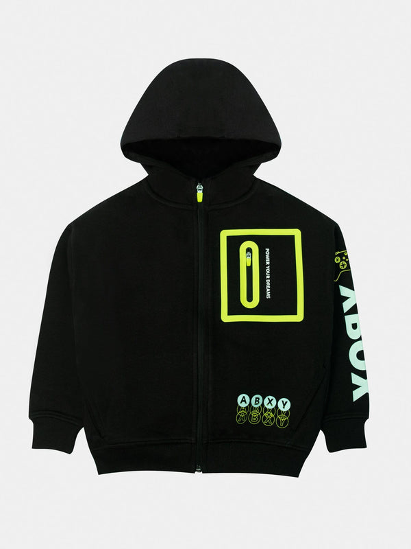 stone harbor BOY'S BLACK FLEECE ZIP THROUGH HOODIE