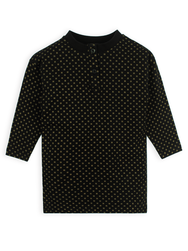 stone harbor BOY'S BLACK HENLEY T-SHIRT