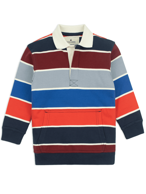 stone harbor BOY'S FLEECE STRIPER RUGBY