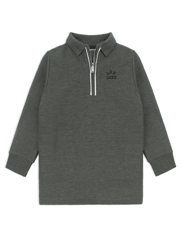 stone harbor BOY'S LUXE GREY LONG SLEEVES POLO