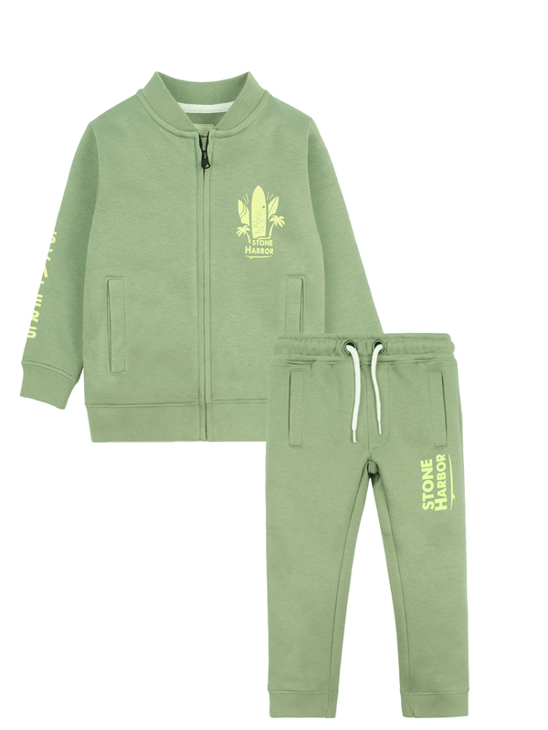 stone harbor BOY'S OLIVE FLEECE TRACKSUIT